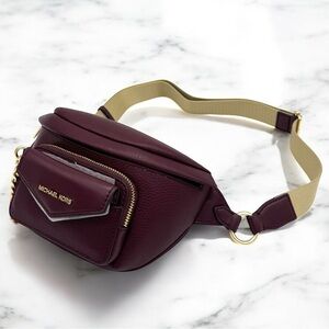 Michael Kors Maisie Small 2 in 1 Sling Pack Crossbody Bag Ox Blood